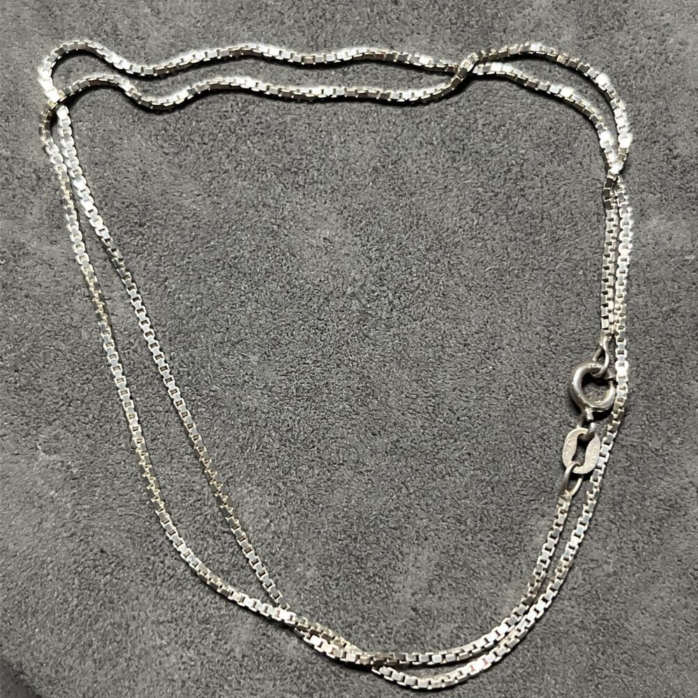 Vintage Italy Sterling 925, 1.4mm 20” Box Chain (Signed; Star Hallmark 1385 AP)
